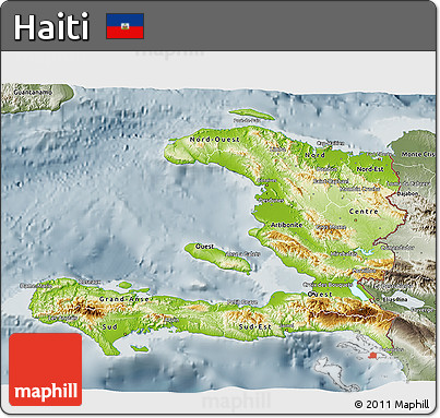 Physical 3D Map of Haiti, semi-desaturated