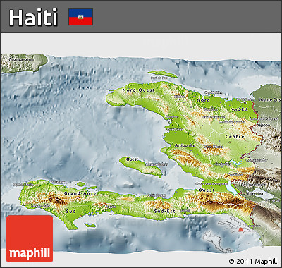 Physical 3D Map of Haiti, semi-desaturated