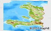 Physical 3D Map of Haiti, single color outside, bathymetry sea