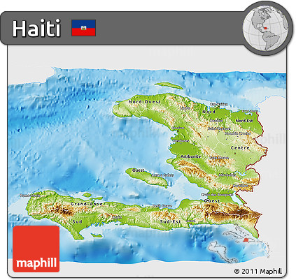 Physical 3D Map of Haiti, single color outside