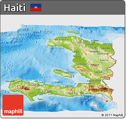 Physical 3D Map of Haiti, single color outside
