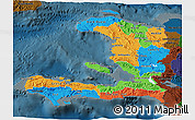 Political 3D Map of Haiti, darken