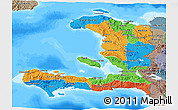 Political 3D Map of Haiti, semi-desaturated, land only