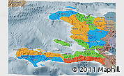 Political 3D Map of Haiti, semi-desaturated