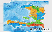 Political 3D Map of Haiti, single color outside