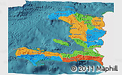 Political 3D Map of Haiti, single color outside, satellite sea