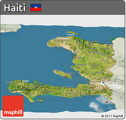 Satellite 3D Map of Haiti, lighten, land only