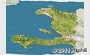 Satellite 3D Map of Haiti, lighten, land only