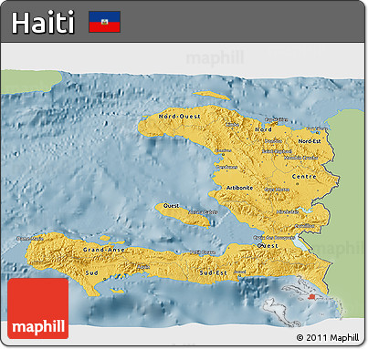 Savanna Style 3D Map of Haiti, single color outside