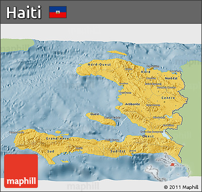 Savanna Style 3D Map of Haiti, single color outside