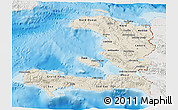 Shaded Relief 3D Map of Haiti, lighten, semi-desaturated, land only