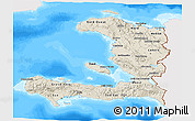 Shaded Relief 3D Map of Haiti, single color outside, bathymetry sea