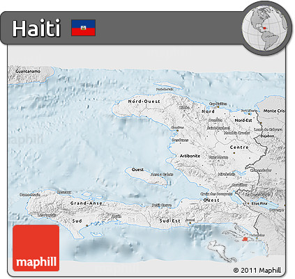 Silver Style 3D Map of Haiti