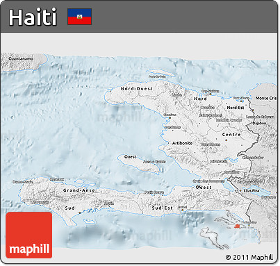 Silver Style 3D Map of Haiti