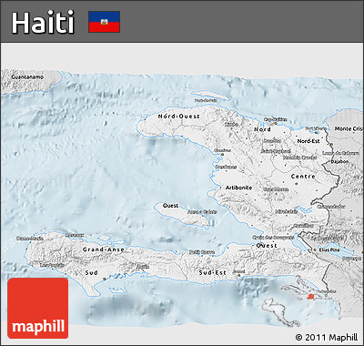 Silver Style 3D Map of Haiti