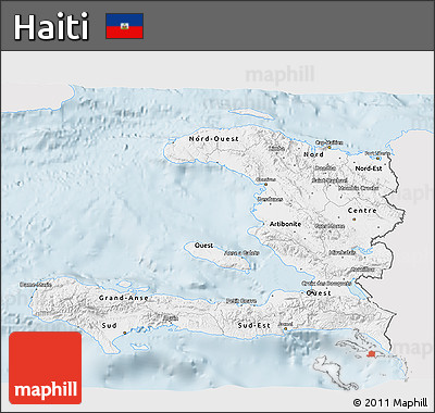 Silver Style 3D Map of Haiti, single color outside