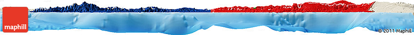Flag Horizon Map of Haiti, shaded relief outside, flag rotated