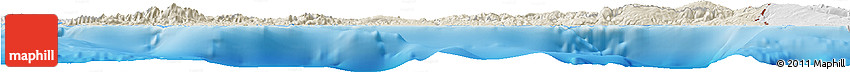Shaded Relief Horizon Map of Haiti, lighten, desaturated, land only