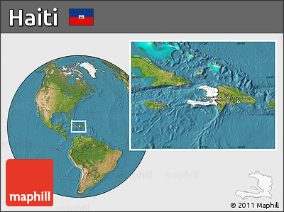 Blank Location Map of Haiti, satellite outside