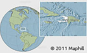 Blank Location Map of Haiti, savanna style outside, hill shading outside