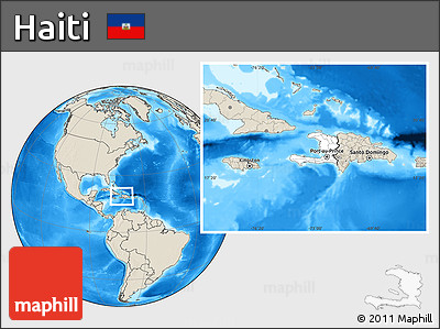Blank Location Map of Haiti, shaded relief outside