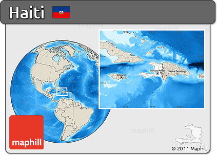 Blank Location Map of Haiti, shaded relief outside