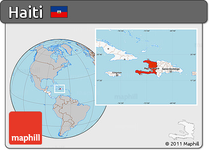 Gray Location Map of Haiti, highlighted continent