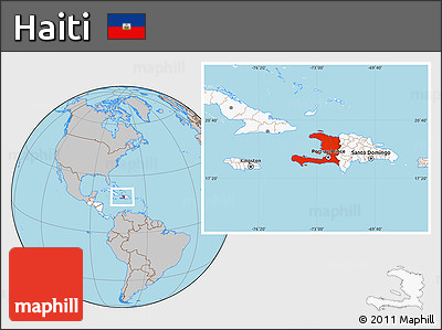 Gray Location Map of Haiti, highlighted continent