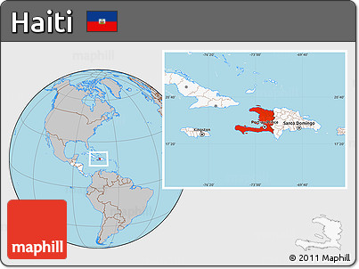 Gray Location Map of Haiti, highlighted continent