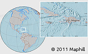 Gray Location Map of Haiti, hill shading outside