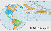 Gray Location Map of Haiti, political outside