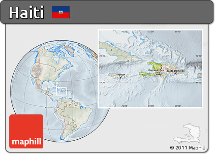 Physical Location Map of Haiti, lighten, semi-desaturated