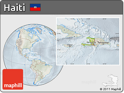 Physical Location Map of Haiti, lighten, semi-desaturated