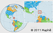 Political Location Map of Haiti, highlighted continent, within the entire continent