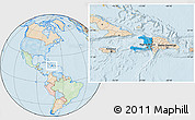 Political Location Map of Haiti, lighten, land only