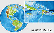 Political Location Map of Haiti, physical outside