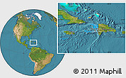 Political Location Map of Haiti, satellite outside