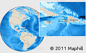 Political Location Map of Haiti, shaded relief outside