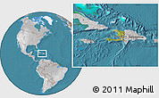 Satellite Location Map of Haiti, lighten, desaturated, land only