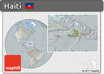 Satellite Location Map of Haiti, lighten, semi-desaturated