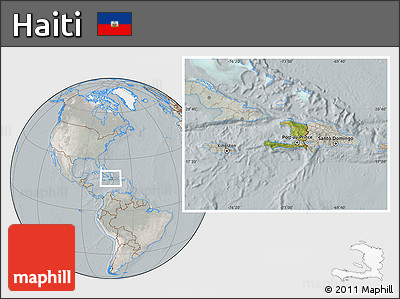 Satellite Location Map of Haiti, lighten, semi-desaturated