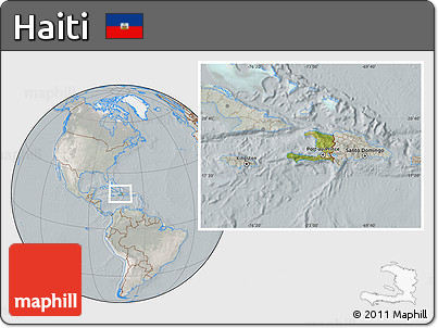 Satellite Location Map of Haiti, lighten, semi-desaturated