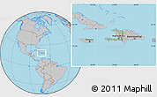 Savanna Style Location Map of Haiti, gray outside, hill shading inside