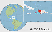 Savanna Style Location Map of Haiti, highlighted continent