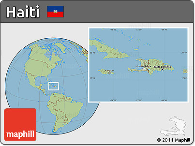 Savanna Style Location Map of Haiti, hill shading inside