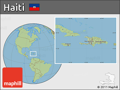 Savanna Style Location Map of Haiti, hill shading inside