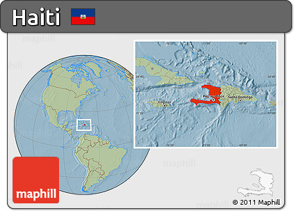 Savanna Style Location Map of Haiti, hill shading