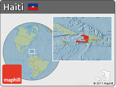 Savanna Style Location Map of Haiti, hill shading
