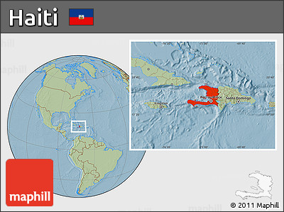 Savanna Style Location Map of Haiti, hill shading