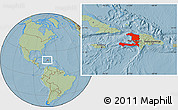 Savanna Style Location Map of Haiti, hill shading